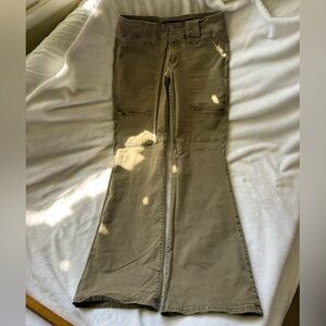 Olive Green Flared Cargo Stretchy BluJeanious Jeans Pants